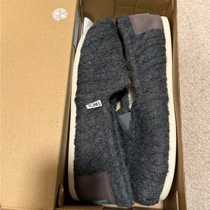 TOMS Forged Iron Gray Cable Knit Slip-Ons